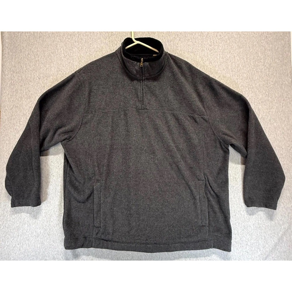 St. Johns Bay Jacket Mens 2XL Charcoal Gray Fleece Casual Warm 1/4 Zip Sweater
